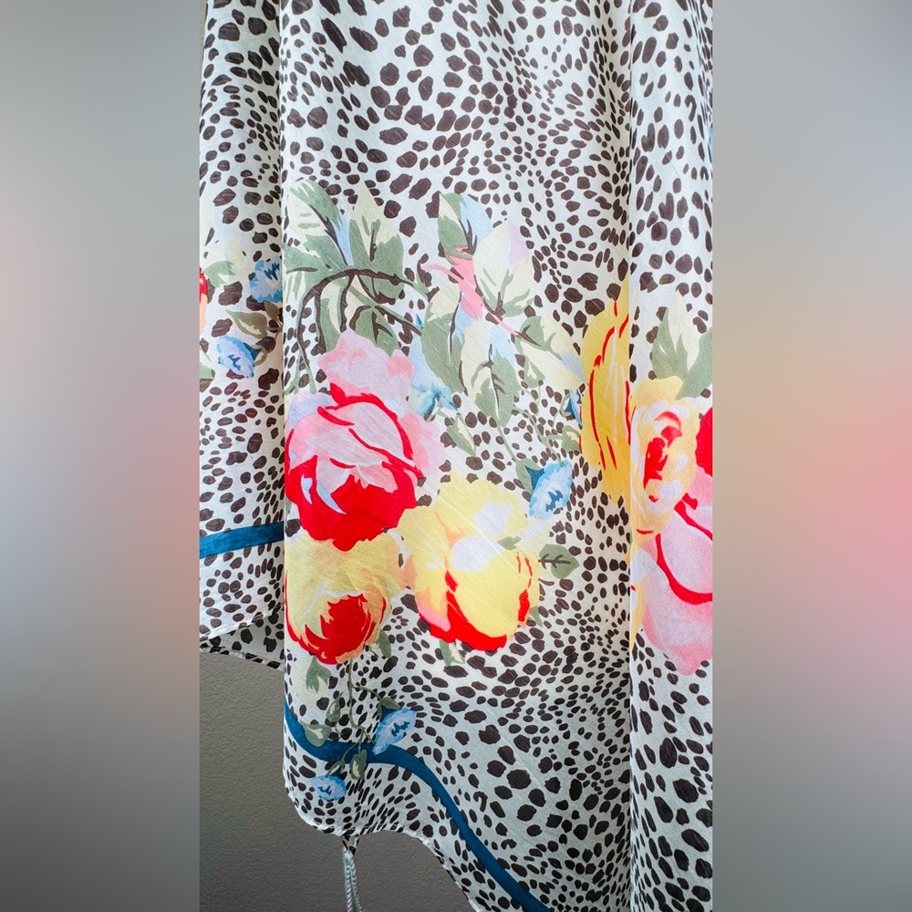 Johnny Was scarf/shawl/cover-up. Multi hued floral on leopard print. OS. NWOT. - Picture 4 of 12